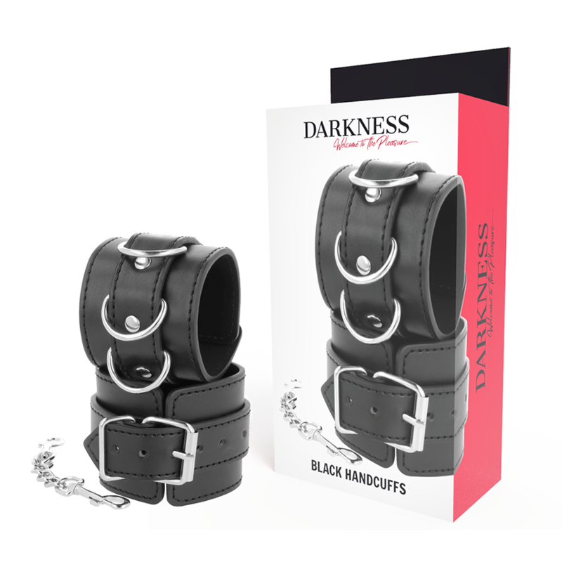 DARKNESS Algemas de Couro PVC Ajustáveis Pretas para BDSM e Fantasias
