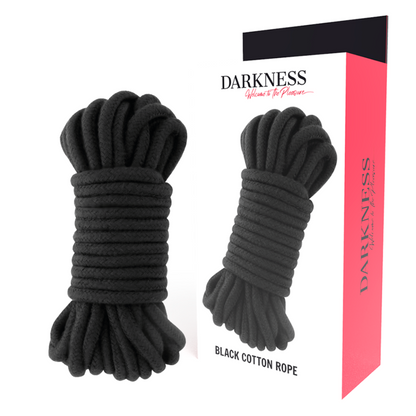 Corda Japonesa Darkness 20M Preta de algodão para sessões de bondage e shibari.