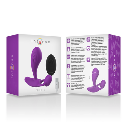 Intense™ Plug Anal Vibratório Shelly™ com Controle Remoto Roxo, em silicone macio, exibindo seu design ergonômico e acabamento.