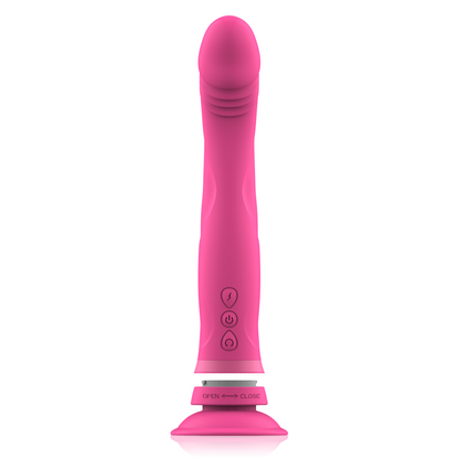 Vibrador de silicone Intense Michelangelo rosa com dupla densidade e ventosa.