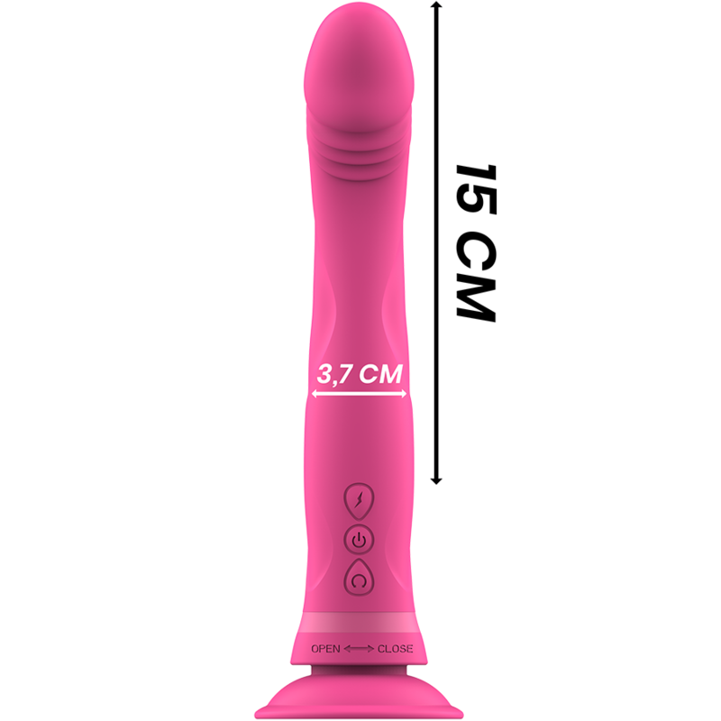 Vibrador de silicone Intense Michelangelo rosa com dupla densidade e ventosa.