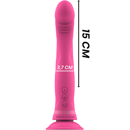 Vibrador de silicone Intense Michelangelo rosa com dupla densidade e ventosa.