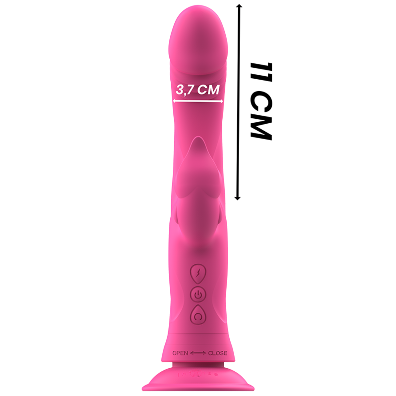 Vibrador Coelho Júlio Intense de silicone rosa para dupla estimulação do G-Spot e clitóris.