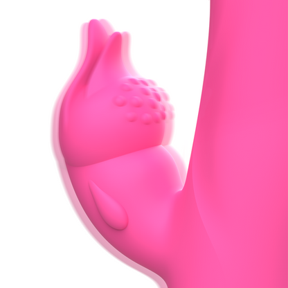 Vibrador Coelho Júlio Intense de silicone rosa para dupla estimulação do G-Spot e clitóris.