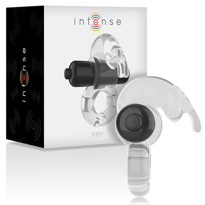 Anel Vibrador Coelho Transparente Intense, mostrando o design flexível, vibrador e o estimulador de coelho.