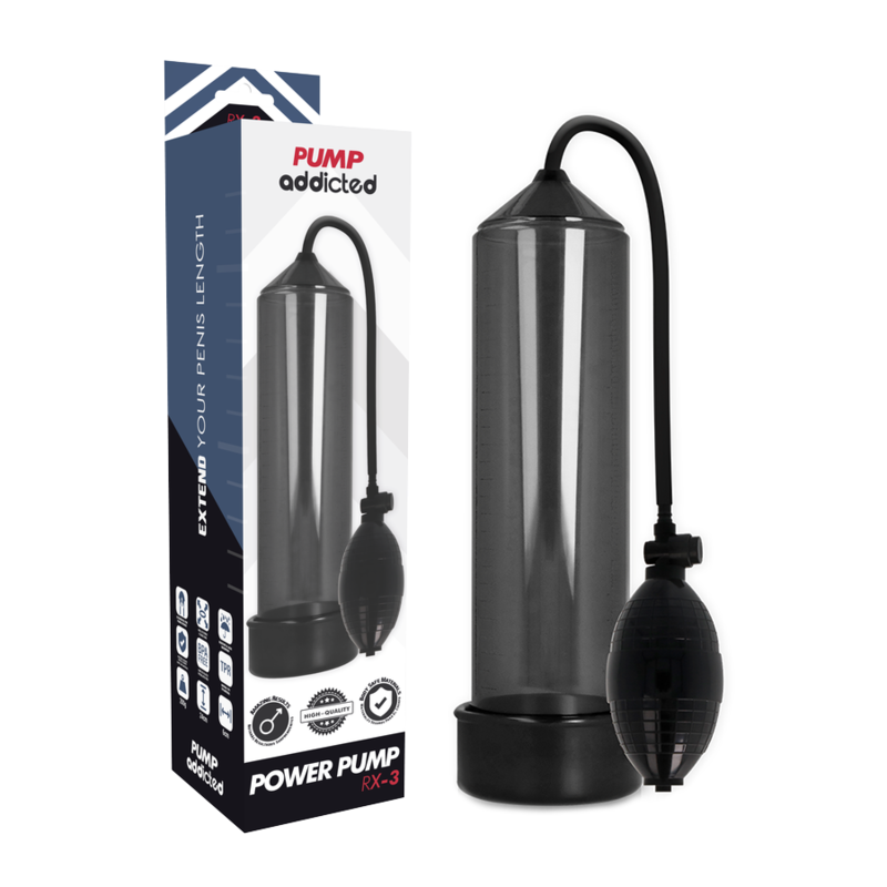 Bomba Peniana PUMP ADDICTED RX3 Transparente para aumento e ereção.
