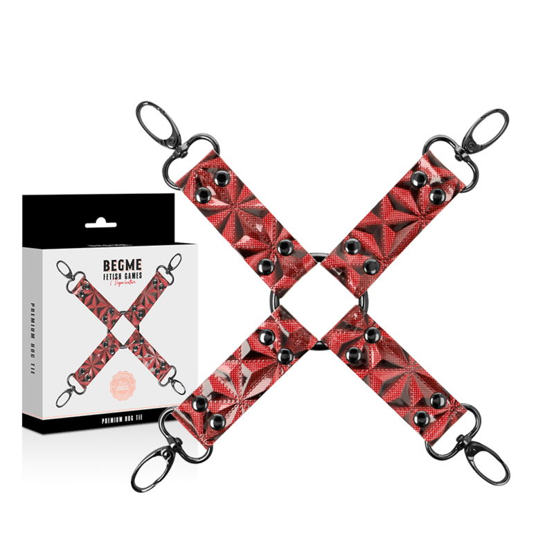 Gravata BDSM de Pescoço BEGME Red Edition em couro vegano para bondage.