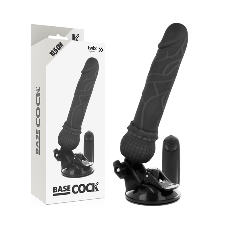 Vibrador realista BASECOCK com controle remoto de 19,5cm e base de ventosa
