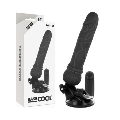 Vibrador realista BASECOCK com controle remoto de 19,5cm e base de ventosa