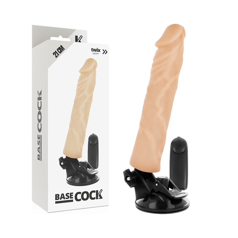 Vibrador realista BASECOCK com controle remoto, textura natural e base de fixação.