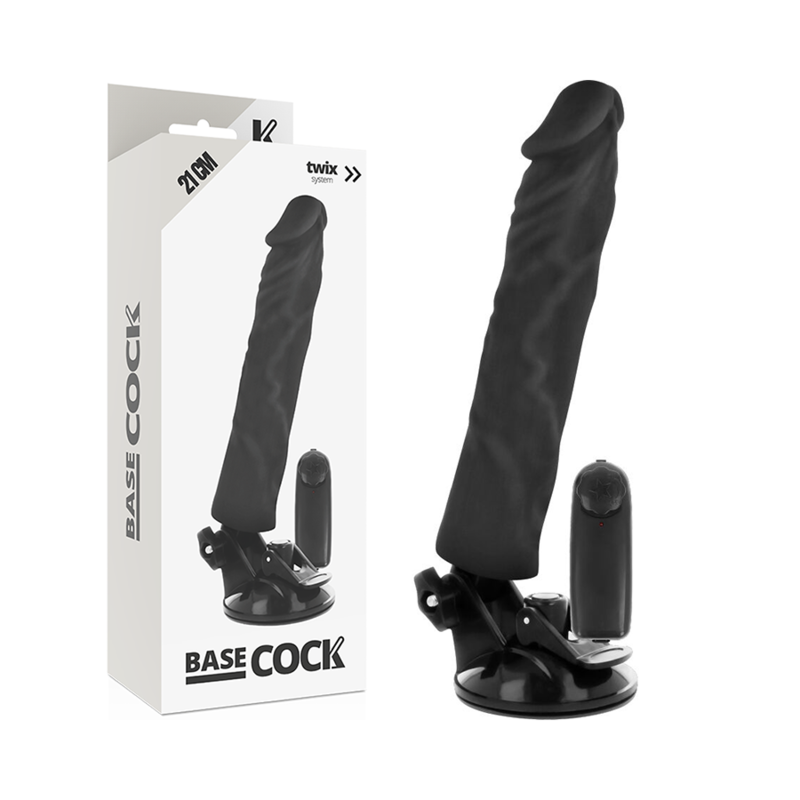 Vibrador realista BASECOCK com controle remoto, textura natural e base de fixação.