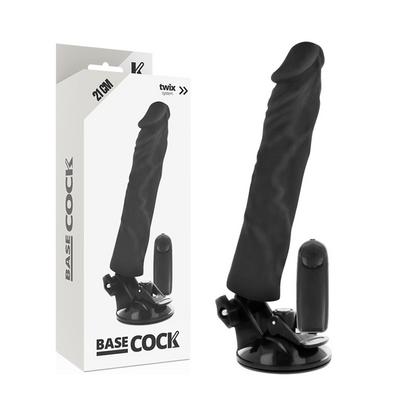 Vibrador realista BASECOCK com controle remoto, textura natural e base de fixação.
