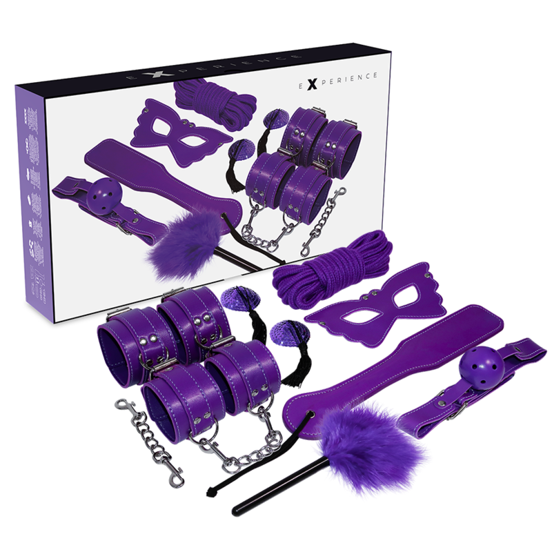Kit BDSM Fetish Série Roxa EXPERIENCE com 8 peças para exploração sensual e segura