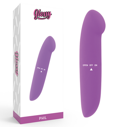 Vibrador GLOSSY PHIL Roxo de 13cm para estimulação do ponto G