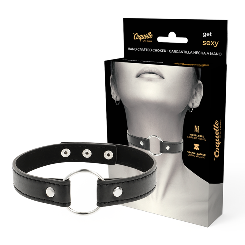 Colar de couro vegano ajustável Coquette Chic Desire.