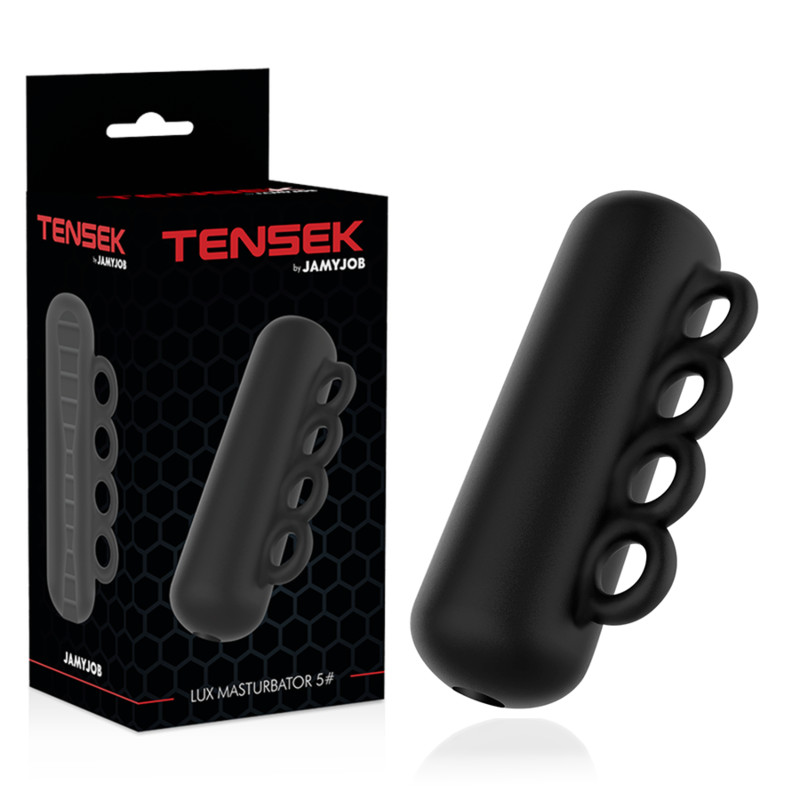 Close-up do Masturbador Masculino JAMYJOB Extreme TENSEK 5 Preto, mostrando sua textura interna e design ergonómico.