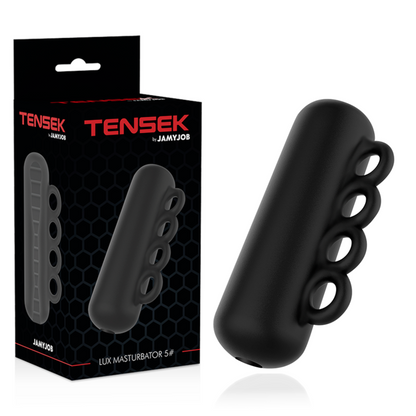 Close-up do Masturbador Masculino JAMYJOB Extreme TENSEK 5 Preto, mostrando sua textura interna e design ergonómico.