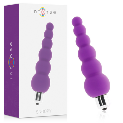 Close-up of the Intense Vibrador Snoopy 7 Velocidades Silicone Lila, showing its texture and features.