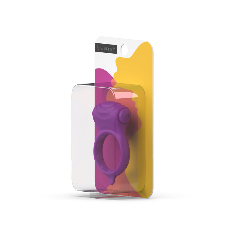 Close-up do B SWISH Anel Peniano Vibratório Bcharmed Basic Wave, destacando seu design e textura de silicone.