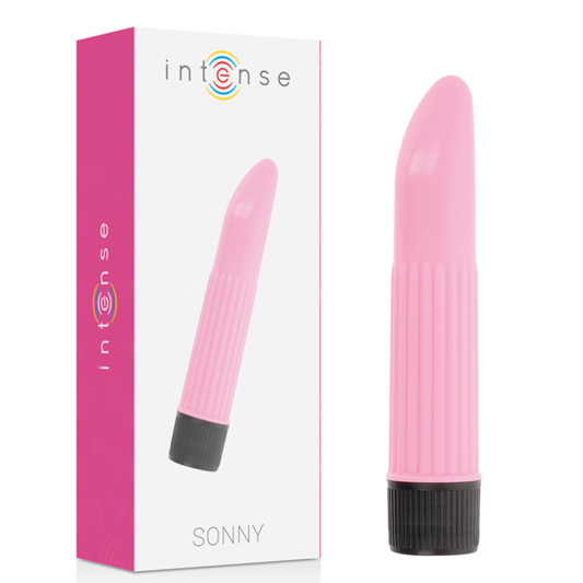 Close-up do Vibrador INTENSE Sonny Rosa, mostrando seu design clássico e ponta curva para estimulação precisa.