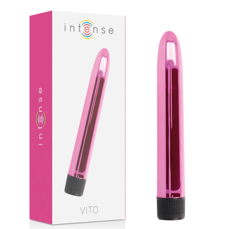 Close-up do Vibrador VITO Intense Rosa, mostrando sua forma ergonômica e cor vibrante.