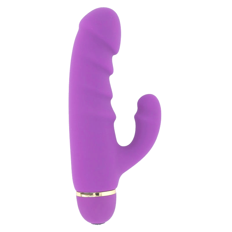 Close-up do Vibrador Intense Crass Lilás mostrando sua forma ergonômica e detalhes de silicone.