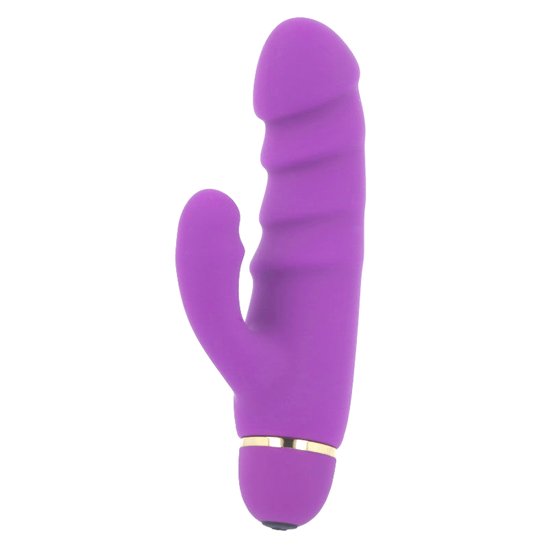 Close-up do Vibrador Intense Crass Lilás mostrando sua forma ergonômica e detalhes de silicone.