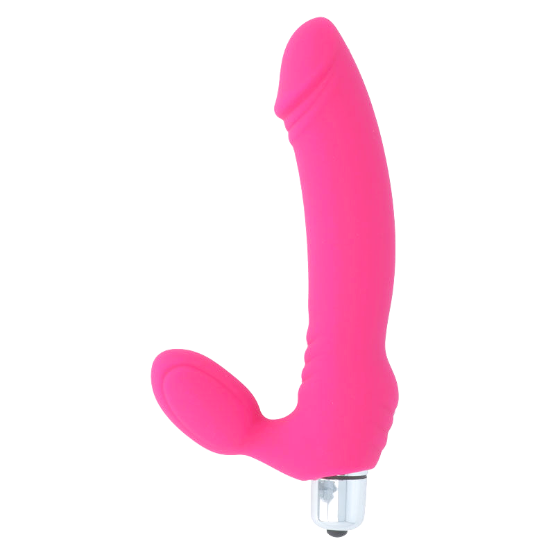 Close-up do Vibrador Intense Açúcar de silicone fúchsia, destacando seu design ergonómico e textura suave.