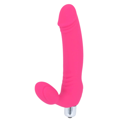 Close-up do Vibrador Intense Açúcar de silicone fúchsia, destacando seu design ergonómico e textura suave.
