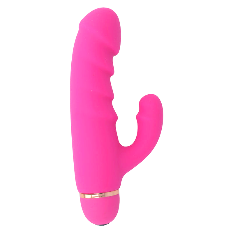 Close-up do Vibrador Intense Crass Silicone Rosa, destacando seu design ergonômico e ponta para Ponto G.