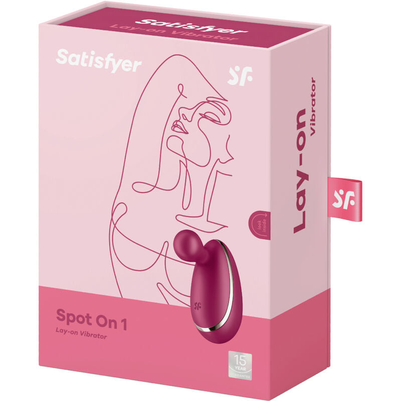 Close-up do vibrador clitoriano Satisfyer Spot On 1 Berry, destacando sua ponta flexível e cor vibrante.