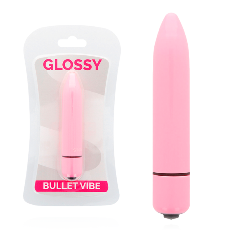 Close-up of the GLOSSY Vibrador Mini Fino Deep Rose showing its compact design and material.
