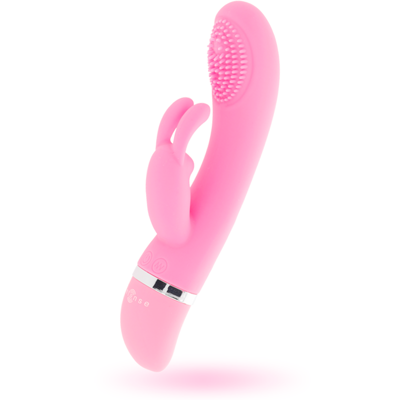 Vibrador Coelho Oscilante Susy Intense de Silicone Rosa, mostrando design ergonómico e estimulador clitoriano.