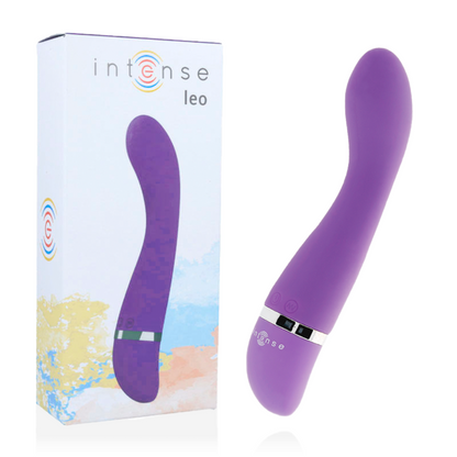Vibrador INTENSE Leo Lilac Silicone Luxe, com 30 modos de vibração, design ergonómico e acabamento sedoso.