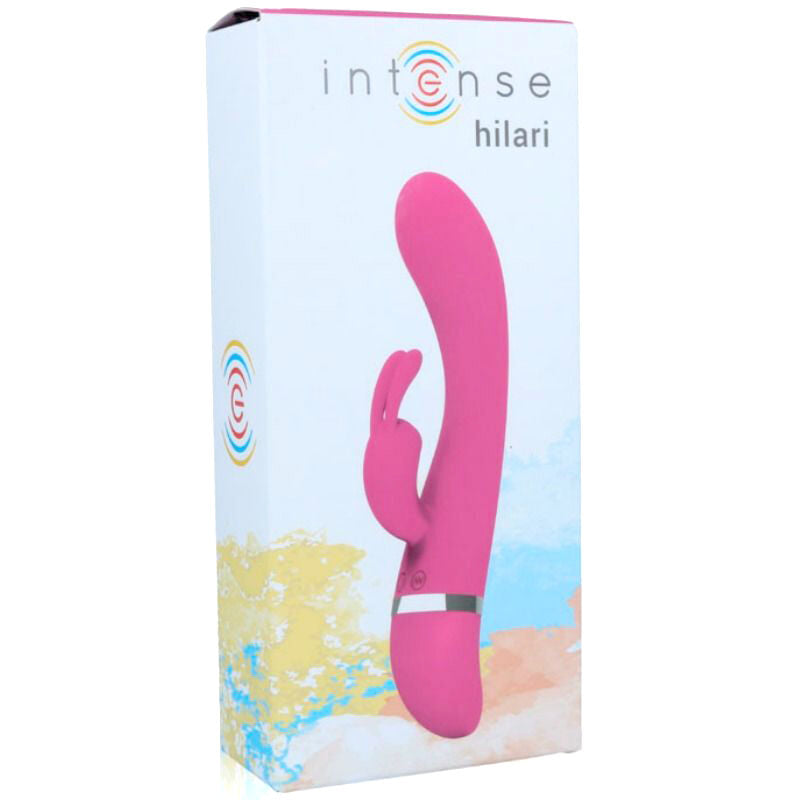 Vibrador coelho Intense Hilari rosa de silicone com 30 modos de vibração e estimulador clitoriano