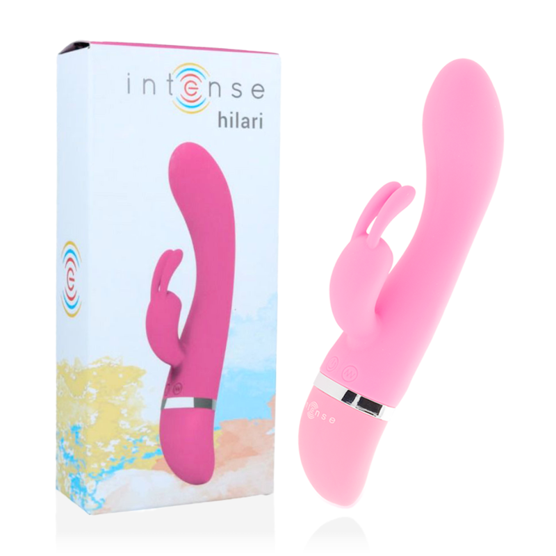 Vibrador coelho Intense Hilari rosa de silicone com 30 modos de vibração e estimulador clitoriano