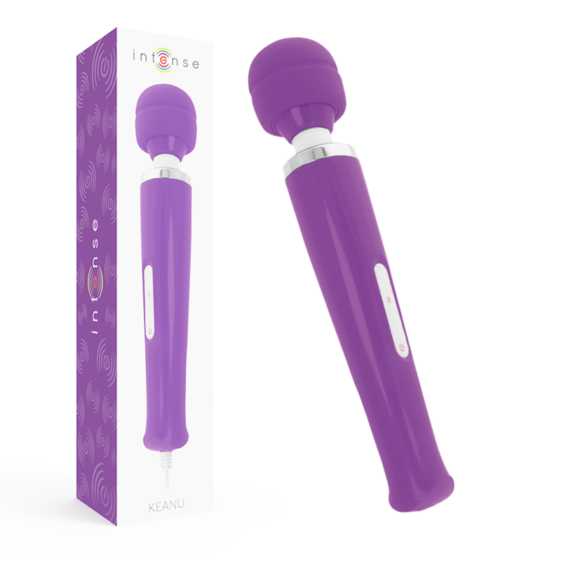 INTENSE Varinha Vibratória Keanu Wand Lilac, detalhe da cabeça de silicone e corpo ergonómico
