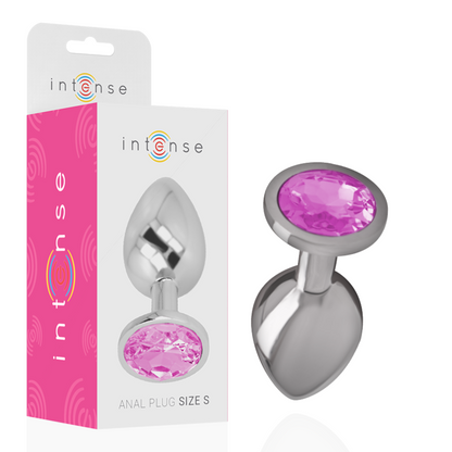 INTENSE Plug Anal de Metal com Cristal Rosa Tamanho S, design luxuoso para prazer anal.