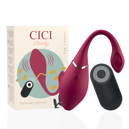 Close-up do Vibrador Egg CICI BEAUTY de silicone premium com controle remoto, destacando seu design ergonômico.