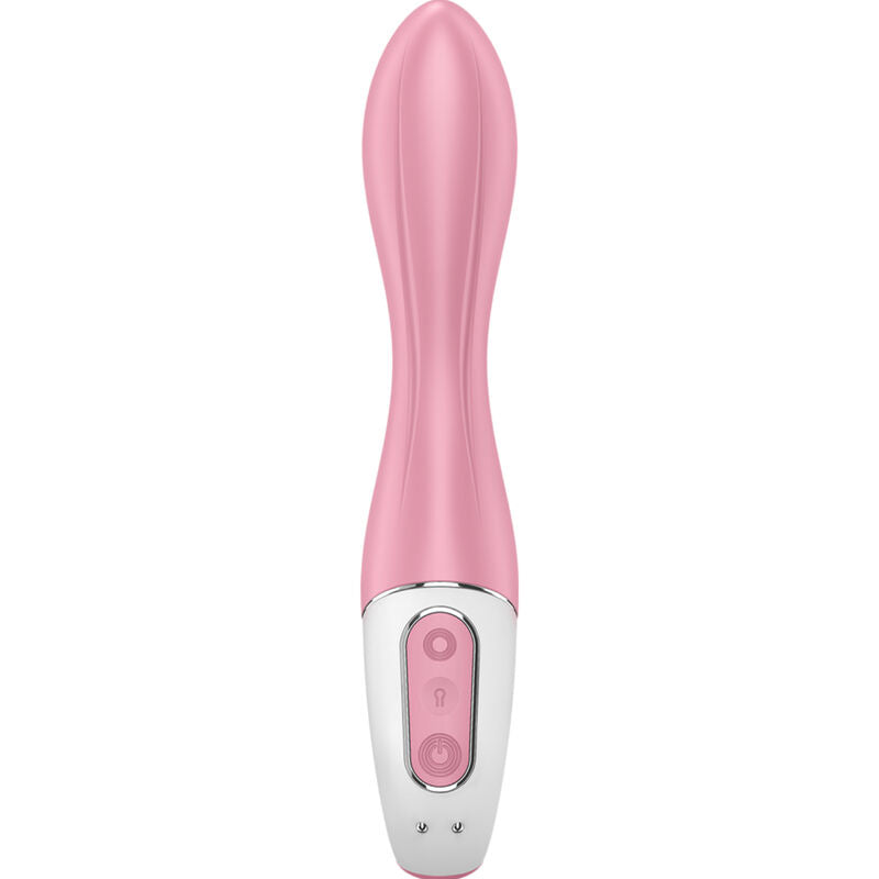 Vibrador Satisfyer Bomba de Ar 2 Rosa inflável, mostrando corpo suave de silicone e detalhe do botão de inflação para ajuste de diâmetro.
