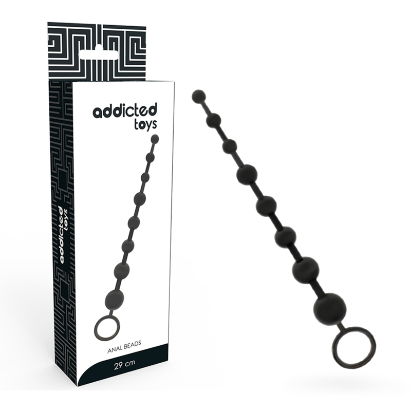 ADDICTED TOYS Contas Anais Pretas 29cm para prazer anal seguro e suave.