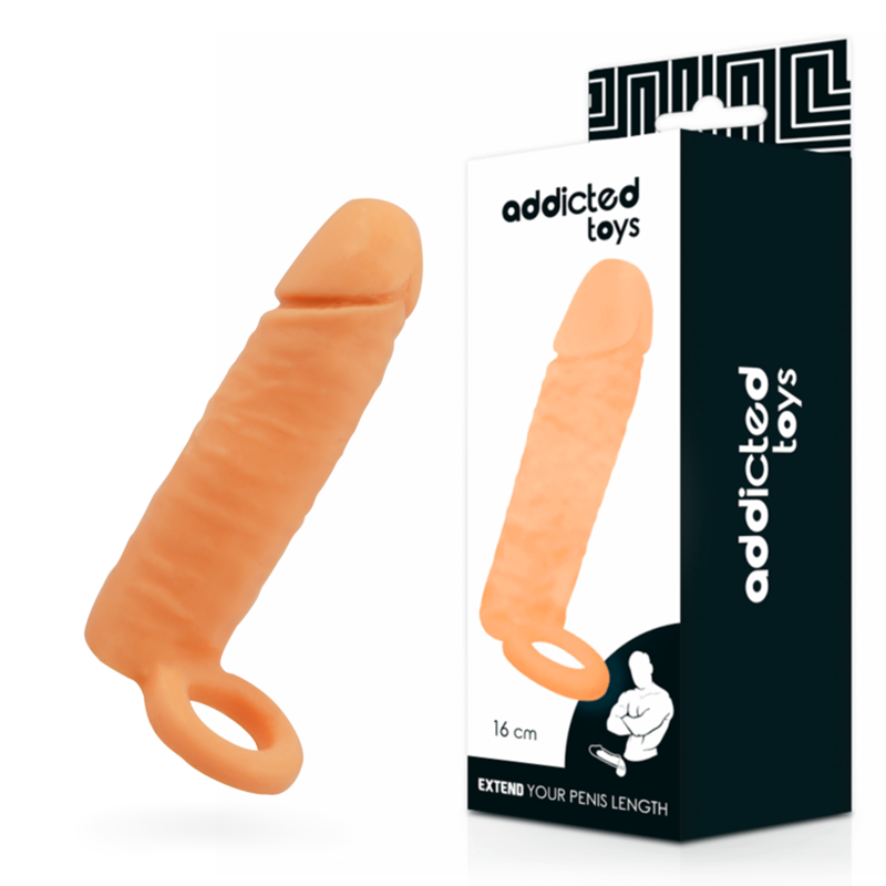 Imagem do Extensor Peniano Realista ADDICTED TOYS, mostrando seu design e textura para aumento de prazer.