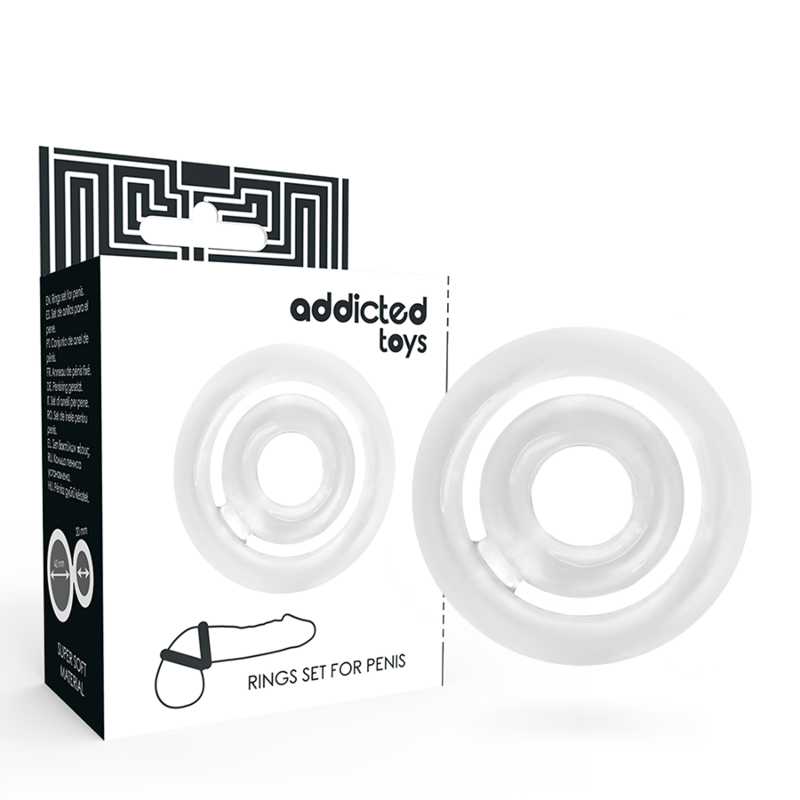 Anel Peniano ADDICTED TOYS C-Ring Transparente, conjunto de dois, em silicone macio