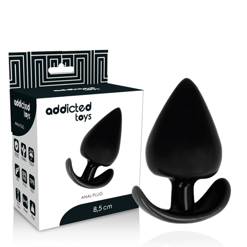 Close-up do Plug Anal Addicted Toys Ergonómico de 8.5 cm, destacando seu design cônico e material de toque suave.
