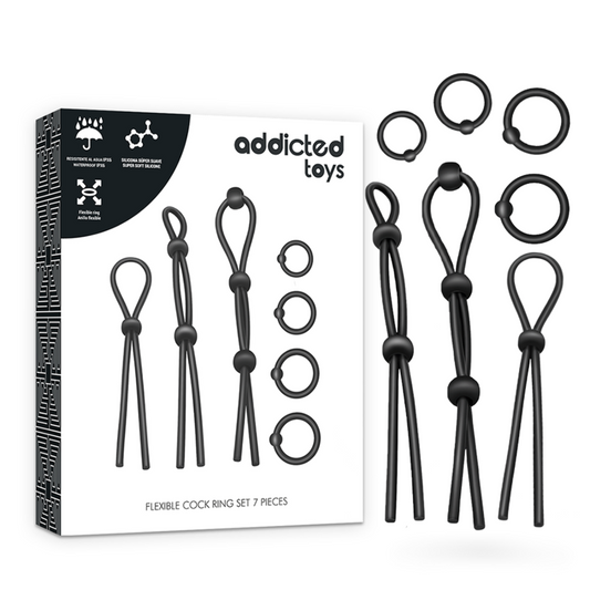 Conjunto de Anéis Penianos de Silicone Flexível ADDICTED TOYS 7 Peças