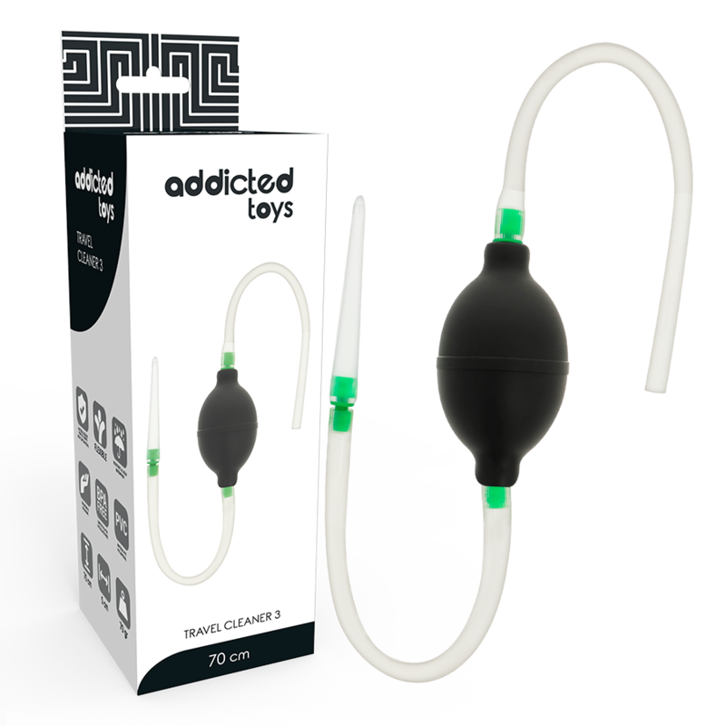 Addicted Toys Conjunto de Enema Preto Hipoalergénico, design ergonómico para limpeza anal.