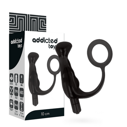 Vibrador prostático Addicted Toys de silicone preto, 10 cm de comprimento