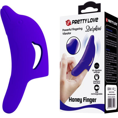Vibrador de dedo PRETTY LOVE Delphini azul escuro de silicone