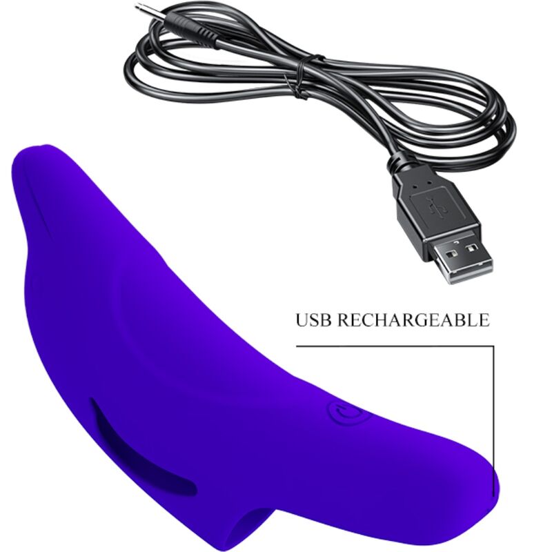 Vibrador de dedo PRETTY LOVE Delphini azul escuro de silicone