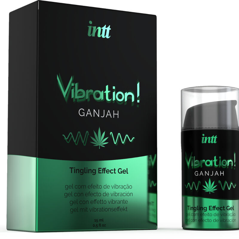 INTT Gel Vibratório Líquido Cannabis 15ml para prazer íntimo com aroma e sabor.